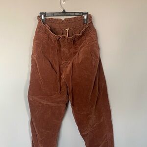 Free People Corduroy Brown Paper Bag Pants